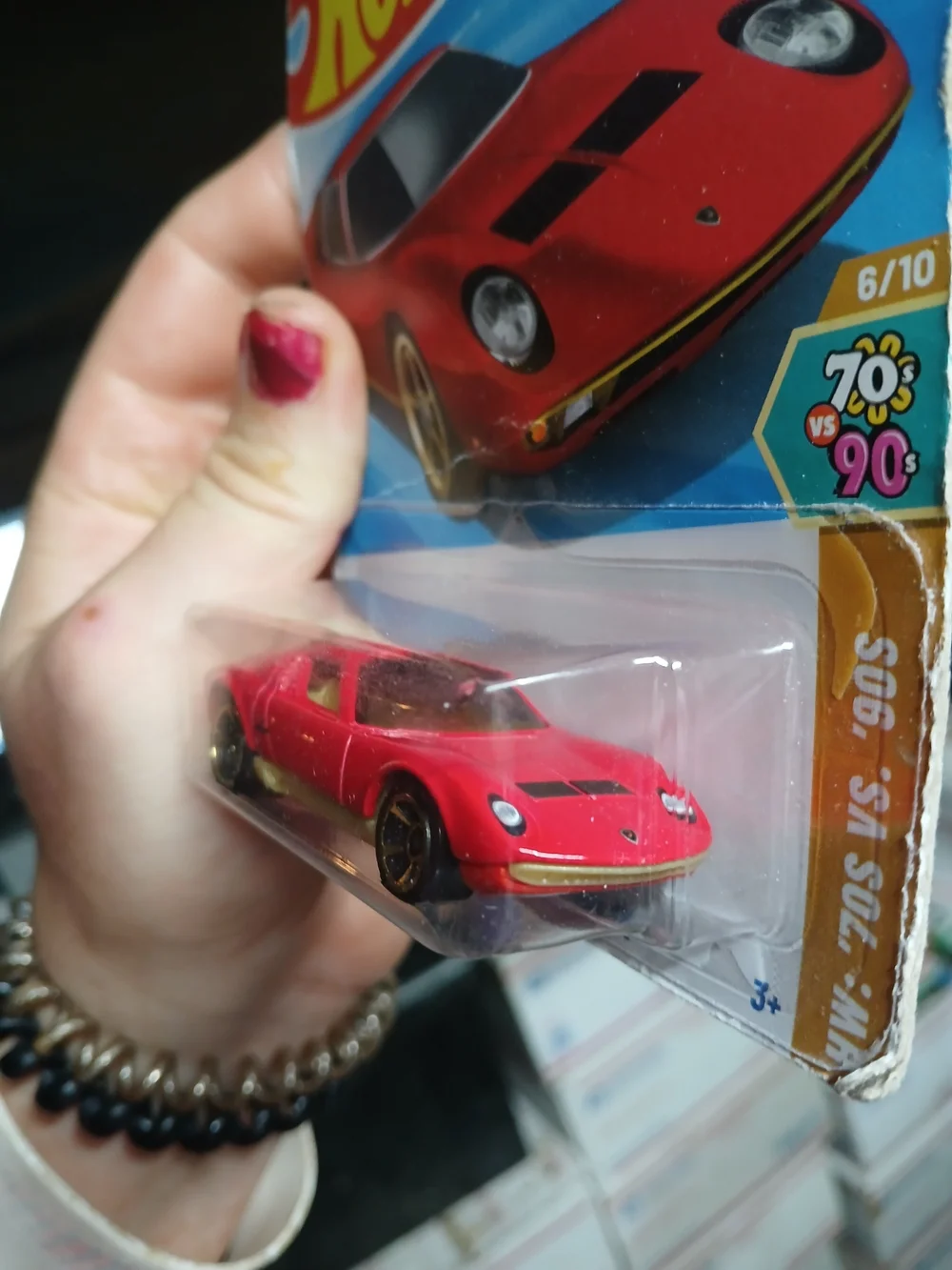 1:64 scale red Hot Wheels '71 Lamborghini Miura SV from the 2025 HW: '70s vs. '9